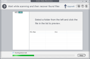 Showing the iCare Data Recovery Free scanning part